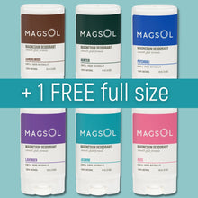 Load image into Gallery viewer, TRAVEL SIZE 6-Pack Set of Natural Deodorant (1/2 oz each) + FREE Full Size Coupon